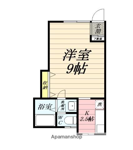 ノーブル富水(1K/1階)の間取り写真