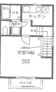 ノーブル富水(1K/2階)の間取り写真