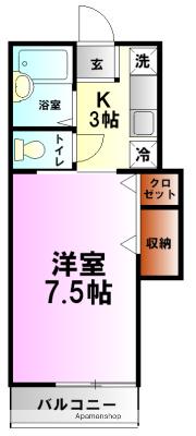 グランデ(1K/1階)の間取り写真