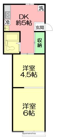 カーサー湘南(2DK/2階)の間取り写真