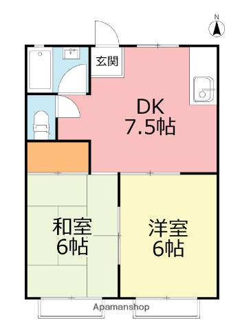 ベイショアパーク(2DK/2階)の間取り写真