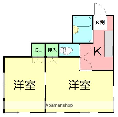 ベルハイム(2K/2階)の間取り写真