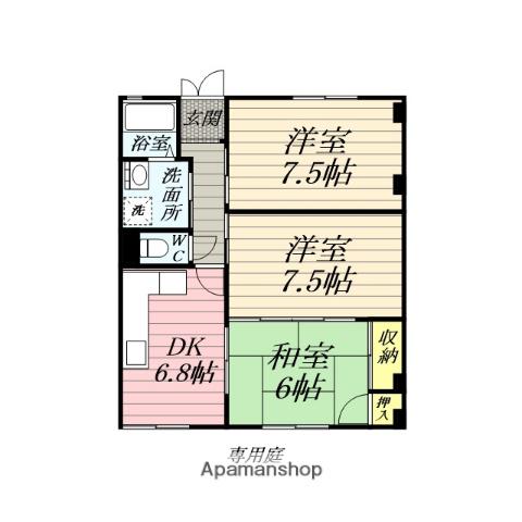 パレス富士湘南(3DK/1階)の間取り写真