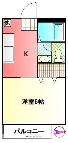 メルベーユⅠ(1K/1階)の間取り写真