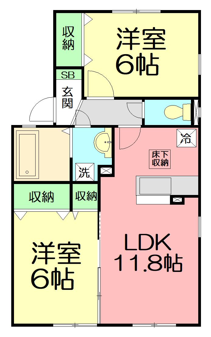 VENT VERT E棟(2LDK/1階)の間取り写真