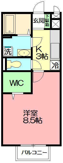 CASA DEL SOL(1K/2階)の間取り写真