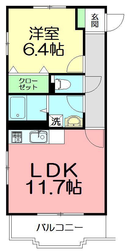 オリーブ みずき(1LDK/4階)の間取り写真
