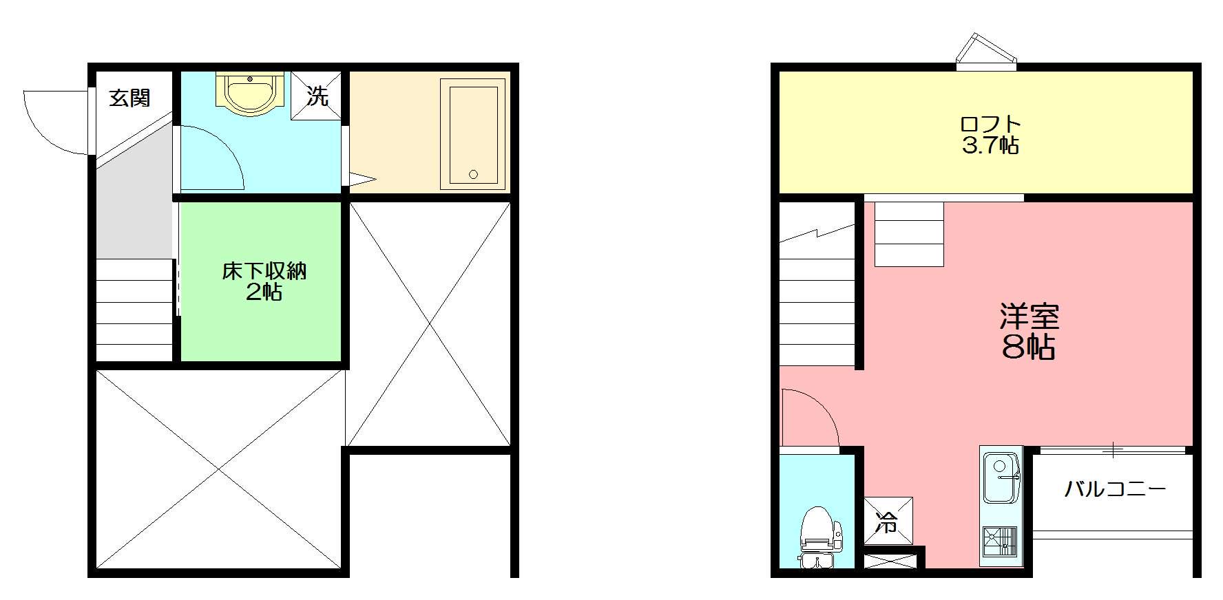 エスカリエ(ワンルーム/2階)の間取り写真