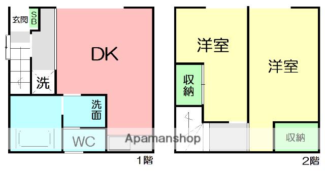 ハイツ市川(2DK/1階)の間取り写真