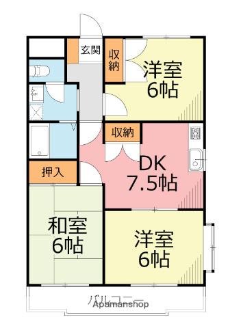 第3サンハイム天神(3DK/2階)の間取り写真