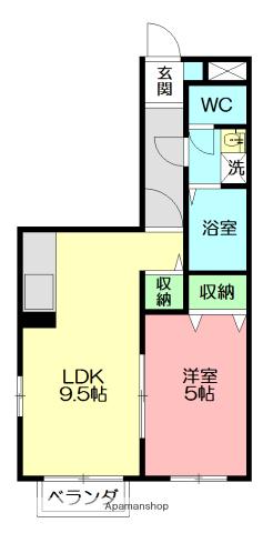 プレザント南鴨宮(1K/2階)の間取り写真