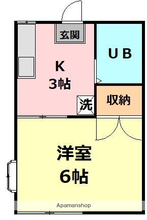 ヴューハイツ(1K/2階)の間取り写真