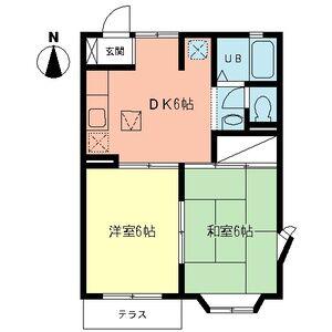 フレグラントオリーブ湘南Ⅰ(2DK/1階)の間取り写真