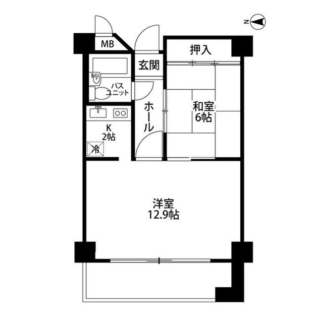 ジュネス小田原(1LDK/2階)の間取り写真