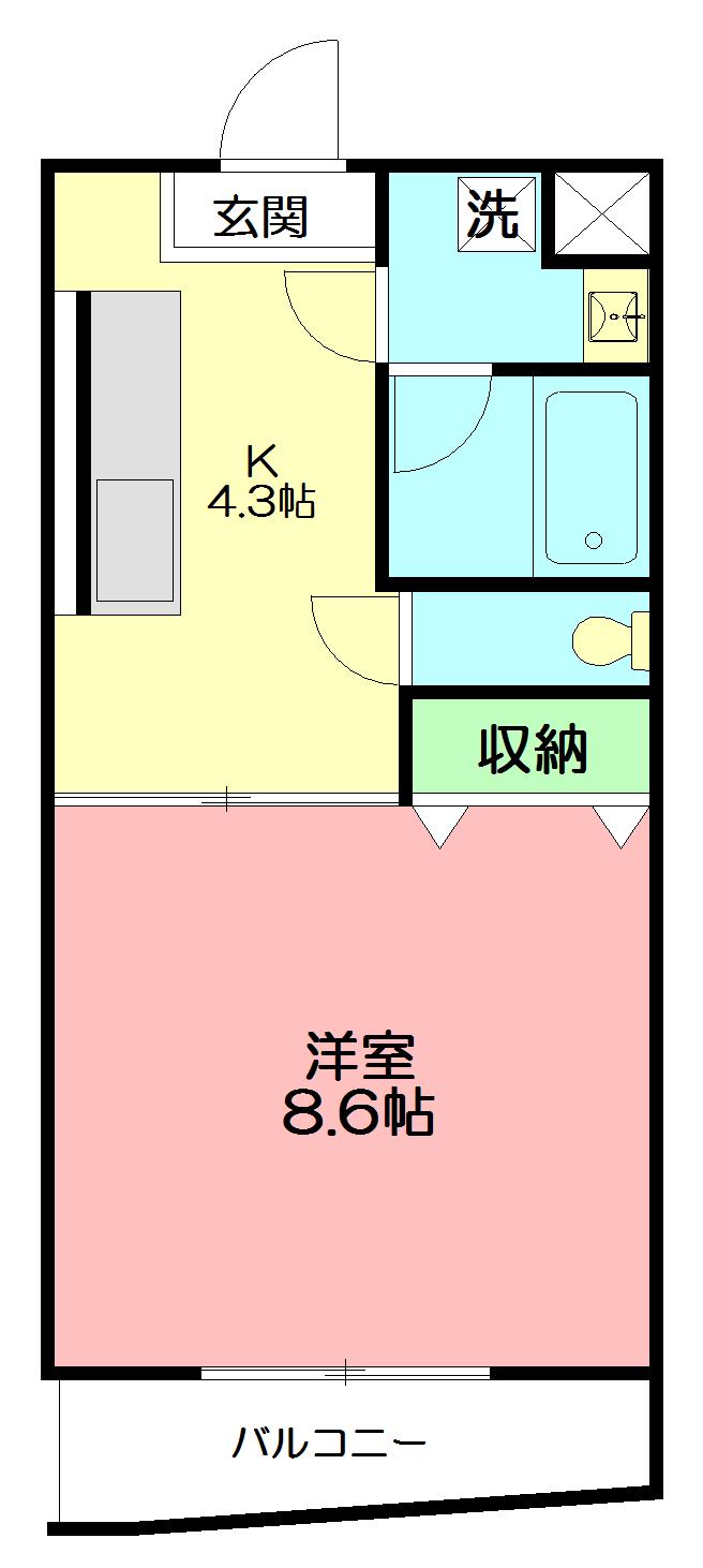 メイユール(1DK/1階)の間取り写真