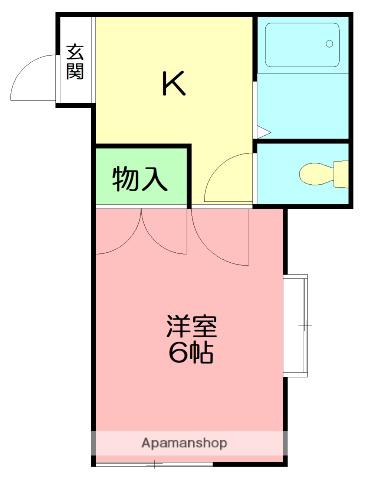 アアロット アパートメント(1K/2階)の間取り写真