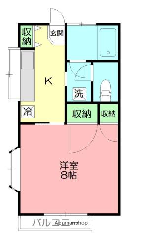T.Yコーポラス(1K/1階)の間取り写真