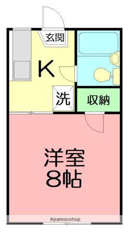 ウィスカーハイツ(1K/1階)の間取り写真