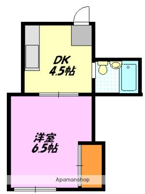 三洋ハイツ(1DK/2階)の間取り写真