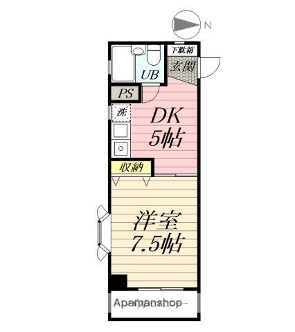 大和中央ハイツ(1DK/2階)の間取り写真