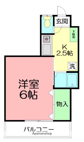 カサブランカ秦野(1K/3階)の間取り写真