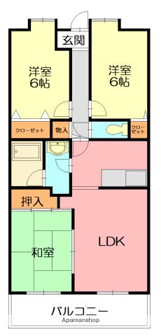 ダイアパレス秦野(3LDK/2階)の間取り写真