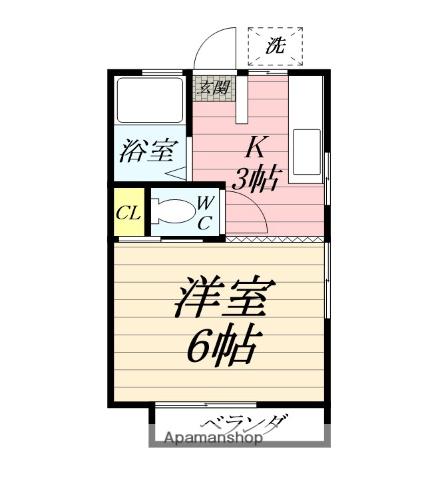 ハイツヒロ(1K/2階)の間取り写真