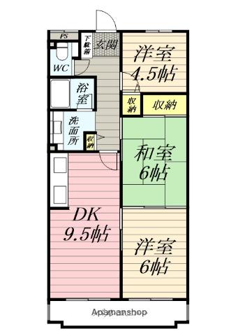 シャロム大和(3DK/5階)の間取り写真