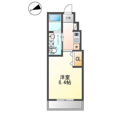 セレッソ鶴巻(1K/1階)の間取り写真