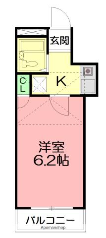 レオパレス茅ヶ崎第一(1K/2階)の間取り写真