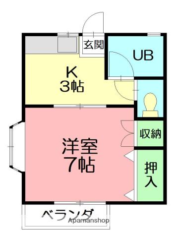 ひまわりハイツ(1K/2階)の間取り写真