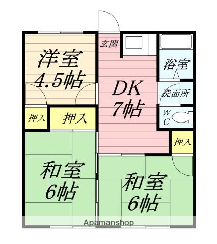 平成ハイツ(3DK/2階)の間取り写真