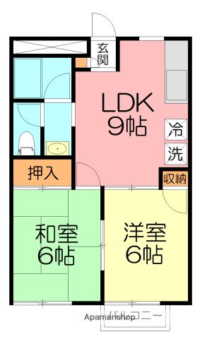 パインハイツ(2DK/2階)の間取り写真