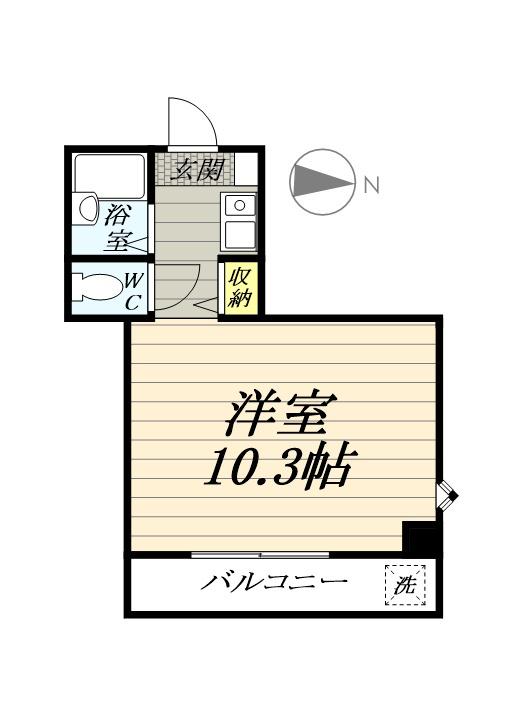 春日ビル(ワンルーム/2階)の間取り写真