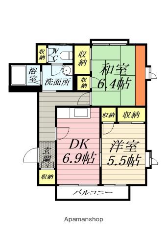 レジデンス咲 D(2DK/2階)の間取り写真