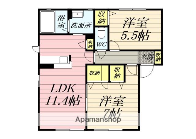 ドリーミー湘南1(2LDK/1階)の間取り写真