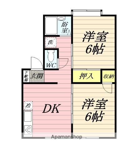 コートハイム第2(2DK/1階)の間取り写真