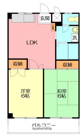 メイプルⅢ(2LDK/1階)の間取り写真