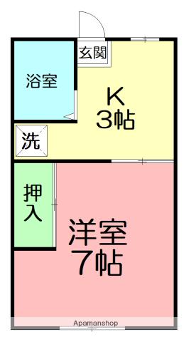 ヴィラ石原B棟(1K/1階)の間取り写真