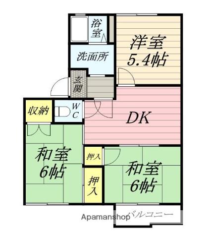 スプルースⅣC棟(3DK/2階)の間取り写真