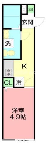 ダイヤモンドテラス鵠沼海岸A(1K/2階)の間取り写真