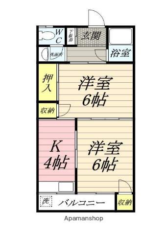 コーポ扇荘(2K/2階)の間取り写真