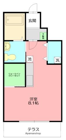 パーシモン(1K/1階)の間取り写真