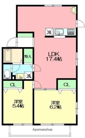 セゾンドミールE(2LDK/1階)の間取り写真