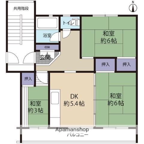 東高森団地(3DK/5階)の間取り写真