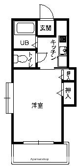 カレント(1K/1階)の間取り写真