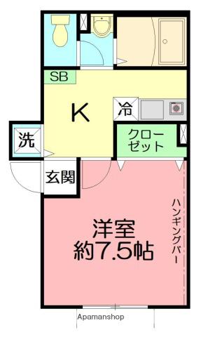 FLAT-K(1K/1階)の間取り写真