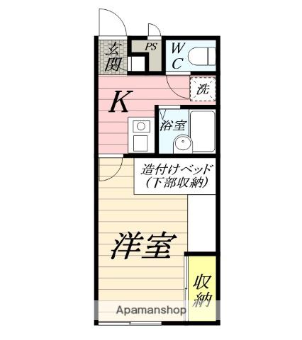 アルカディアⅠ(1K/2階)の間取り写真
