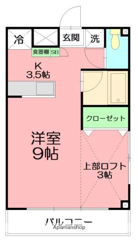 アヴォリエ湘南(ワンルーム/2階)の間取り写真