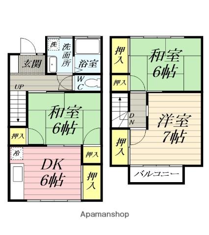テラスハウスオーキッド３(3DK)の間取り写真